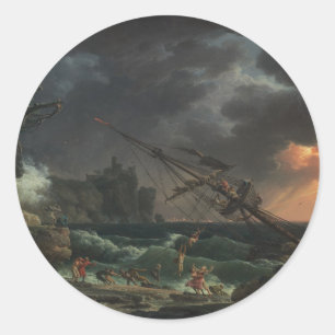 Sticker Rond Le Naufrage de Claude-Joseph Vernet