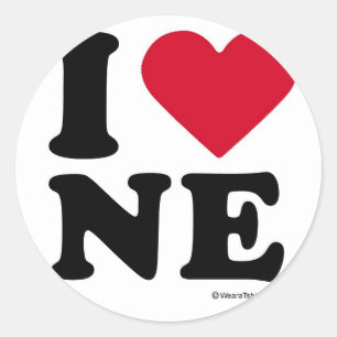 STICKER ROND LE NÉBRASKA - "J'AIME LE NE" "QUE J'AIME LE
