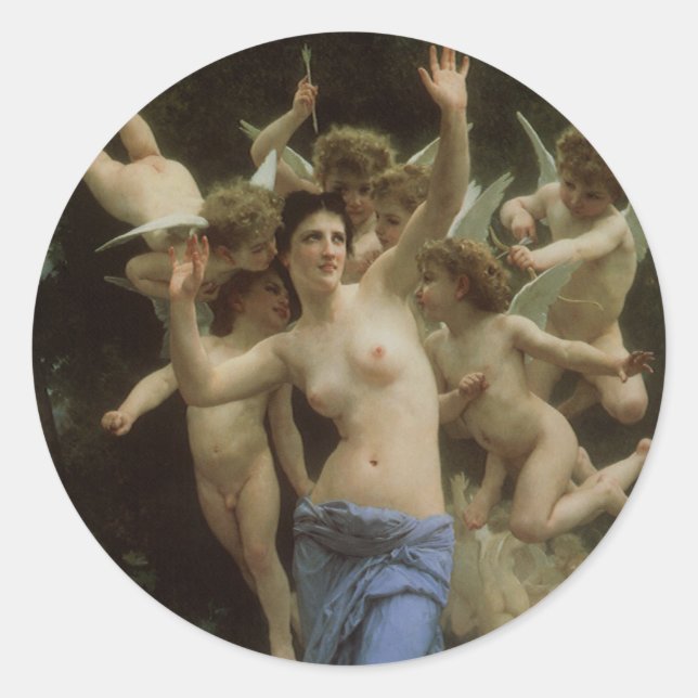 Sticker Rond Le nid de la guêpe par William Adolphe Bouguereau (Devant)