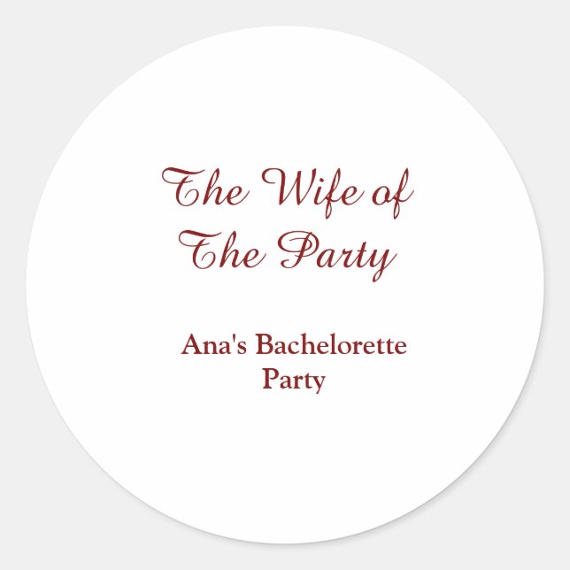 Sticker Rond Le nom de la fête de bachelorette de l'épouse de l (Devant)