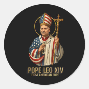 Sticker Rond Le nouveau pape Leo Xiv Premier pape américain Chr