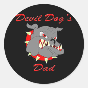 Sticker Rond Le papa de chien de diable d'usmc