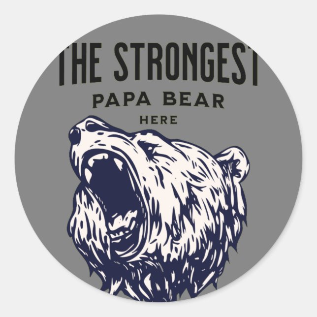 Sticker Rond le papa ours le plus fort ici (Devant)
