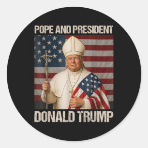 Sticker Rond Le Pape Et Le Président Donald Trump