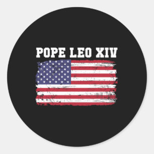 Sticker Rond Le Pape Leo Xiv 14ème Pape Américain Drapeau Vin