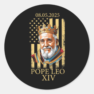 Sticker Rond Le pape Leo Xiv, drapeau américain 2025 Le Vatican