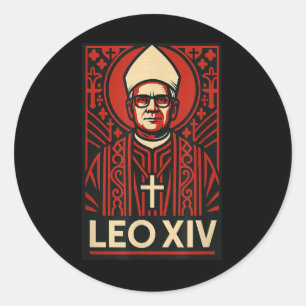 Sticker Rond Le Pape Leo Xiv - Gras Graphisme Christian Catho