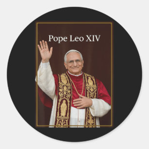 Sticker Rond Le Pape Leo Xiv - Le Pape Léon Xiv Béni par Dieu