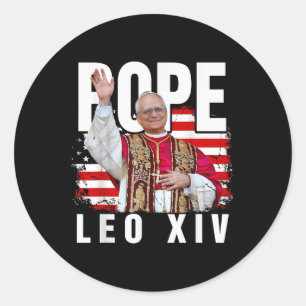 Sticker Rond Le Pape Leo Xiv Nouveau Pape Premier Pape Américai