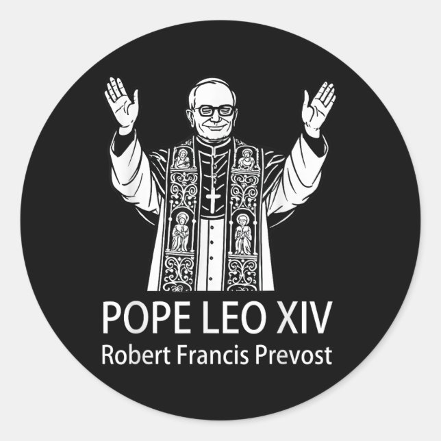 Sticker Rond Le pape Leo Xiv Robert Francis Prevost (Devant)