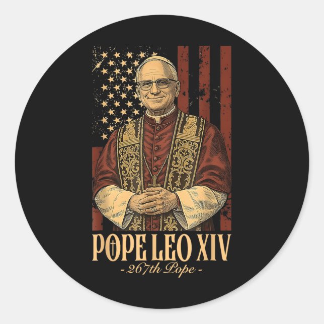 Sticker Rond Le pape Leo Xiv Robert Francis Prevost (Devant)