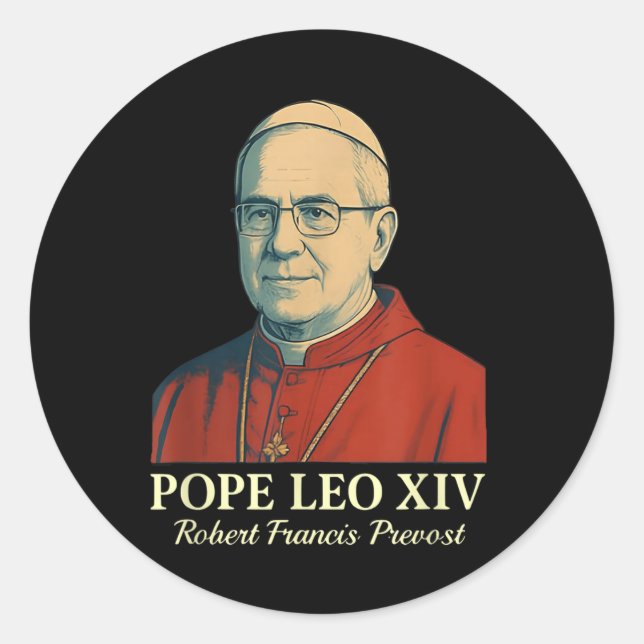 Sticker Rond Le pape Leo Xiv Robert Francis Prevost _8 (Devant)