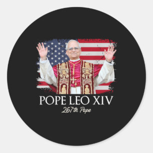Sticker Rond Le Pape Leo Xiv Robert Francis Prévost Premier Amé