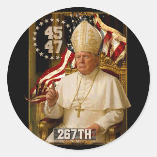Sticker Rond Le pape Trump amusant président Trump 1