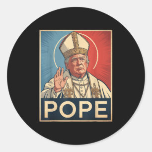 Sticker Rond Le pape Trump drôle Trump Vatican Christian Retro
