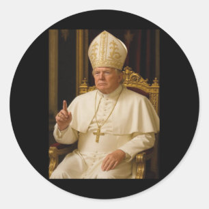 Sticker Rond Le pape Trump Le pape drôle Trump Vatican Christia