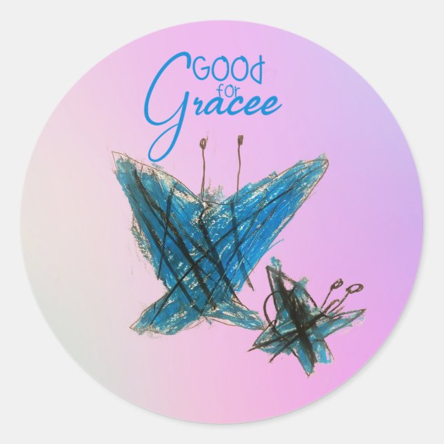 Sticker Rond Le papillon de grâce de Brynna - (Devant)