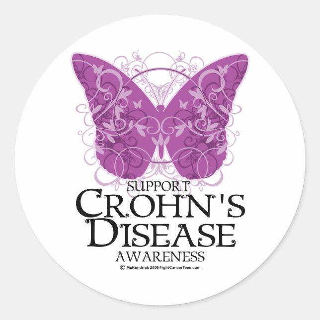 Sticker Rond Le papillon de la maladie de Crohn (Devant)