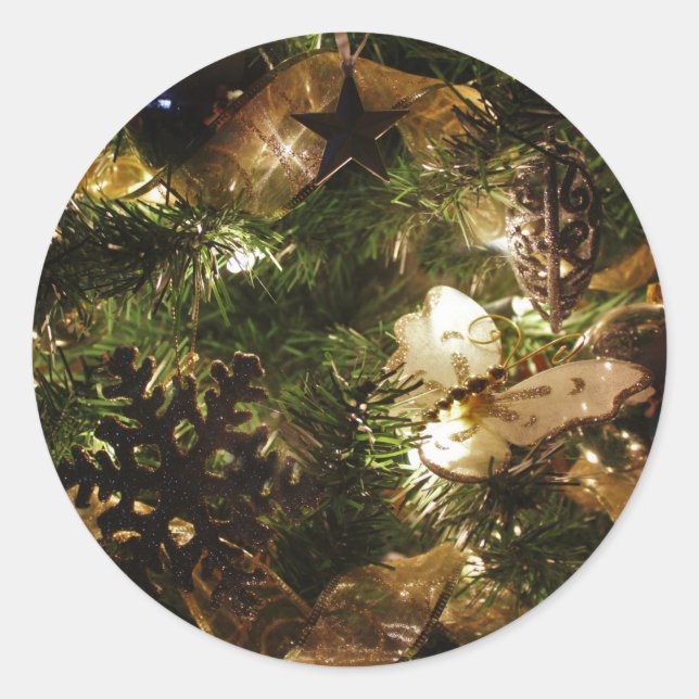 Sticker Rond Le papillon de Noël (Devant)