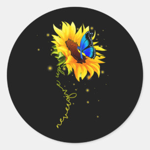 Sticker Rond Le Papillon De Tournesol N'Abandonne Jamais Le Syn