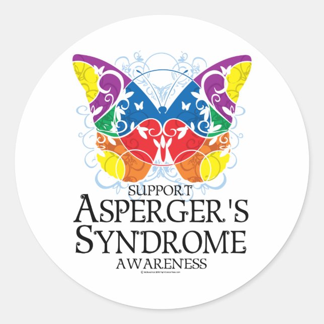 Sticker Rond Le papillon du syndrome d'Asperger (Devant)