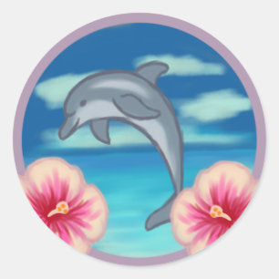 Sticker Rond Le paradis des dauphins
