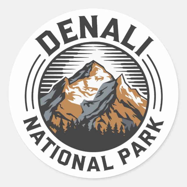 Sticker Rond Le Parc national de Denali (Devant)