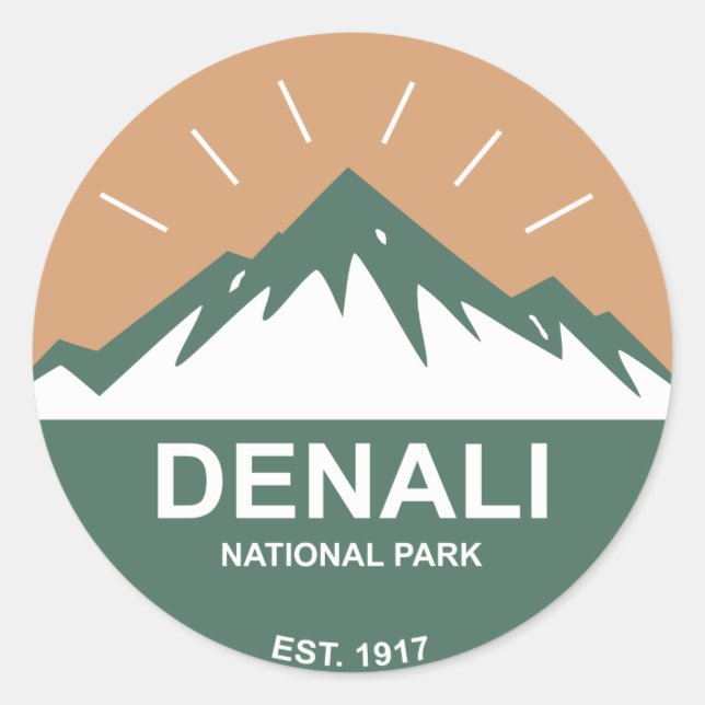 Sticker Rond Le Parc national de Denali (Devant)