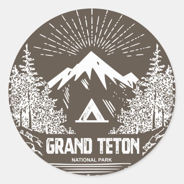 Sticker Rond Le Parc national de Grand Teton (Devant)