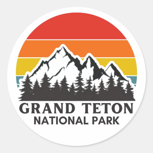 Sticker Rond Le Parc national de Grand Teton (Devant)