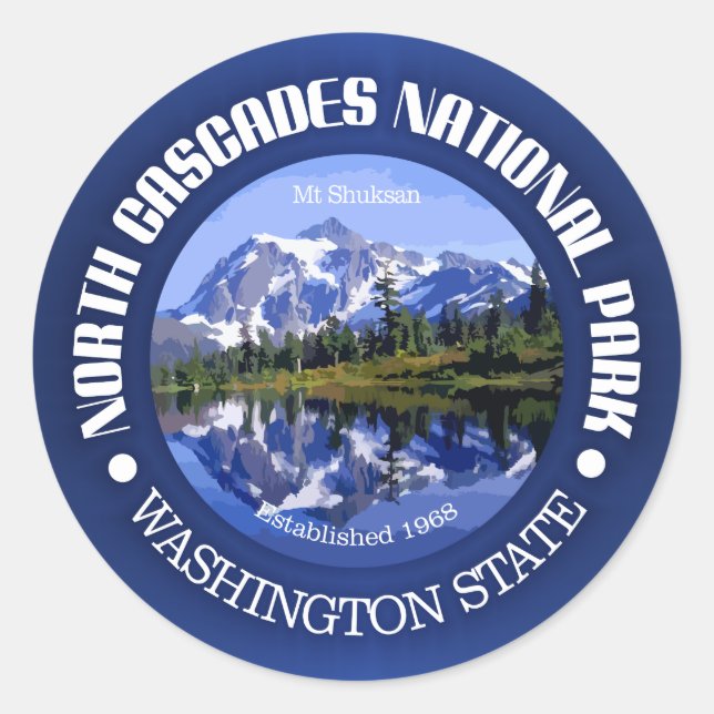Sticker Rond Le Parc national de North Cascades (Devant)