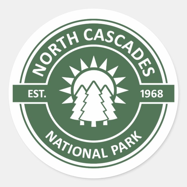 Sticker Rond Le Parc national de North Cascades (Devant)