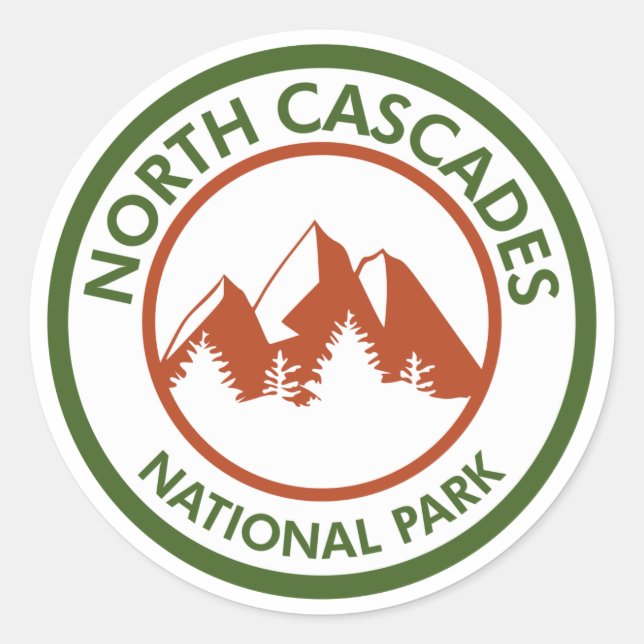 Sticker Rond Le Parc national de North Cascades (Devant)