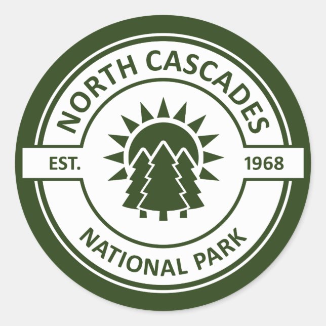 Sticker Rond Le Parc national de North Cascades (Devant)