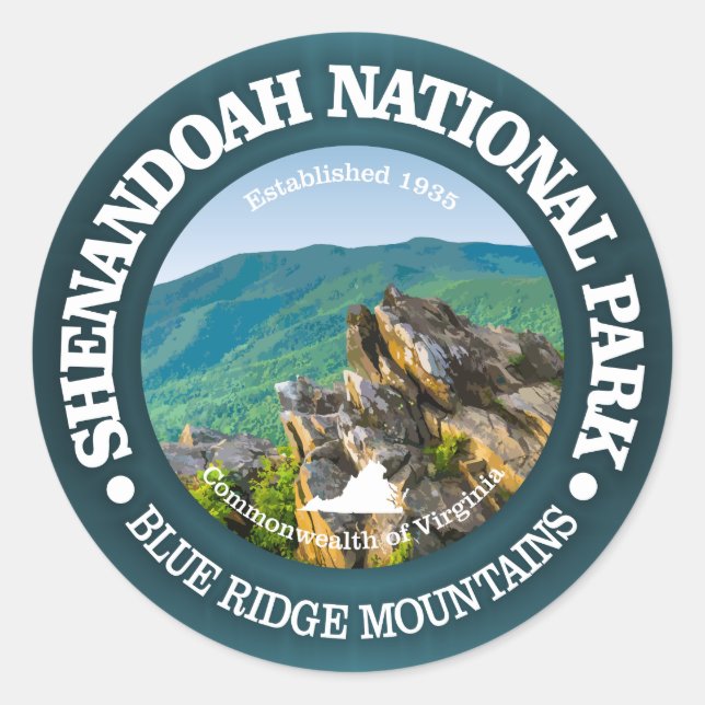 Sticker Rond Le Parc national de Shenandoah (Devant)