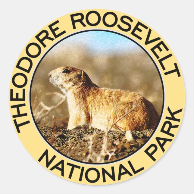 Sticker Rond Le Parc national de Theodore Roosevelt (Devant)