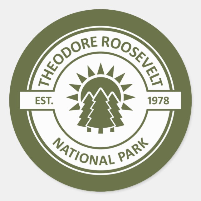 Sticker Rond Le Parc national de Theodore Roosevelt (Devant)