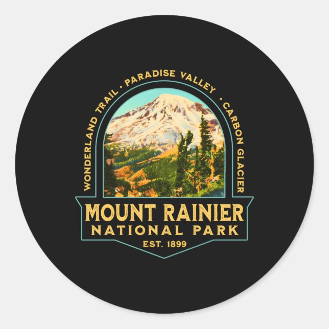 Sticker Rond Le Parc national du Mont Rainier (Devant)