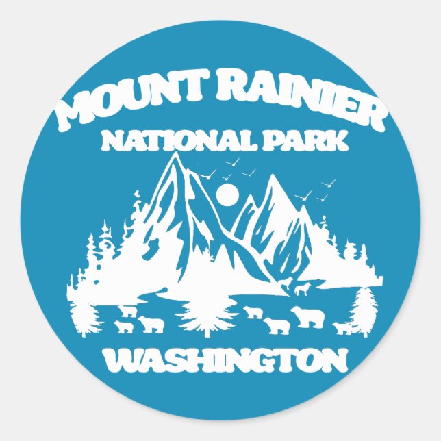 Sticker Rond Le Parc national du Mont Rainier (Devant)
