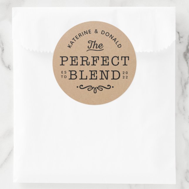 Sticker Rond Le parfait mélange Mariage rustique Kraft (Sac)