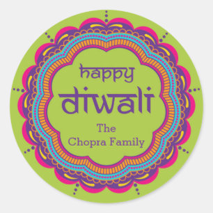 Sticker Rond Le parti Diwali favorise l'autocollant avec Mandal