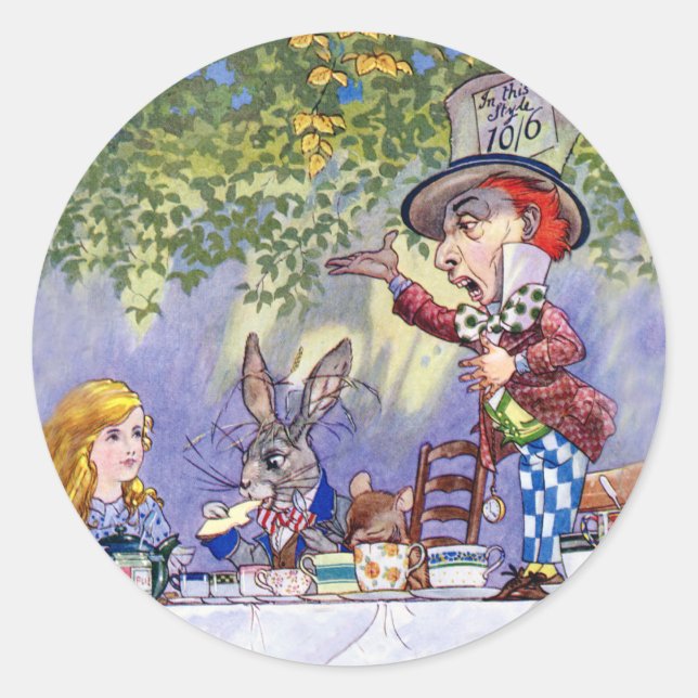 STICKER ROND LE PARTI THÉ MAD HATTERS (Devant)