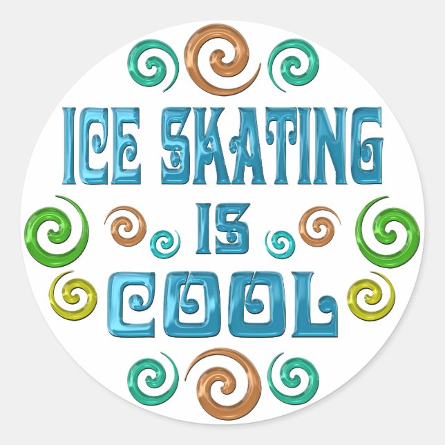 Sticker Rond Le patinage sur glace est Cool (Devant)