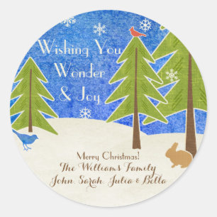 Sticker Rond Le pays des merveilles rustique d'hiver et Noël d