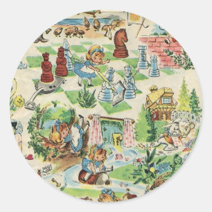 Sticker Rond Le pays des merveilles vintage d'Alice