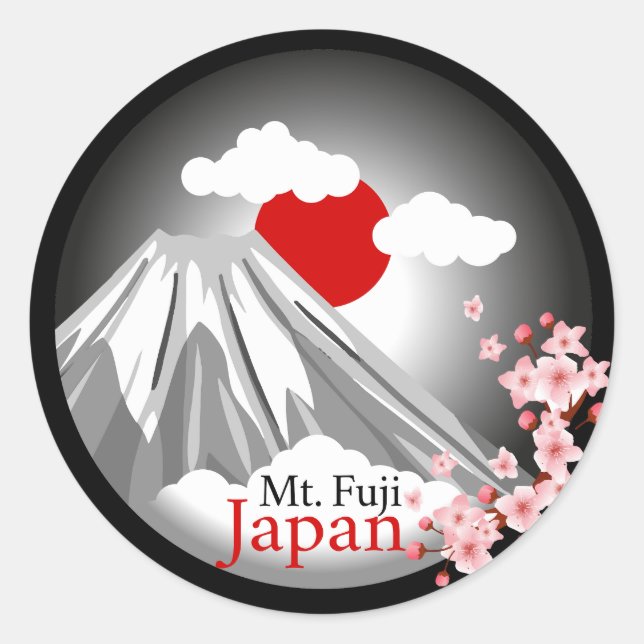 Sticker Rond Le paysage Abstrait du mont Fuji (Devant)