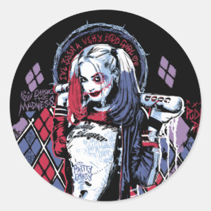 Sticker Rond Le peloton de suicide   Harley Quinn a encré le