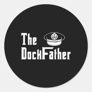 Sticker Rond Le père Dock capitaine du bateau papa drôle de pèr