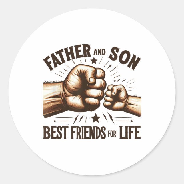 Sticker Rond Le Père Et Le Fils Meilleurs Amis Pour Toute Fois  (Devant)