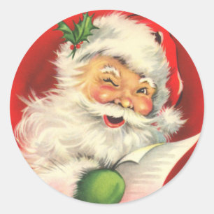 Sticker Rond Le Père Noël avec un clin d'oeil